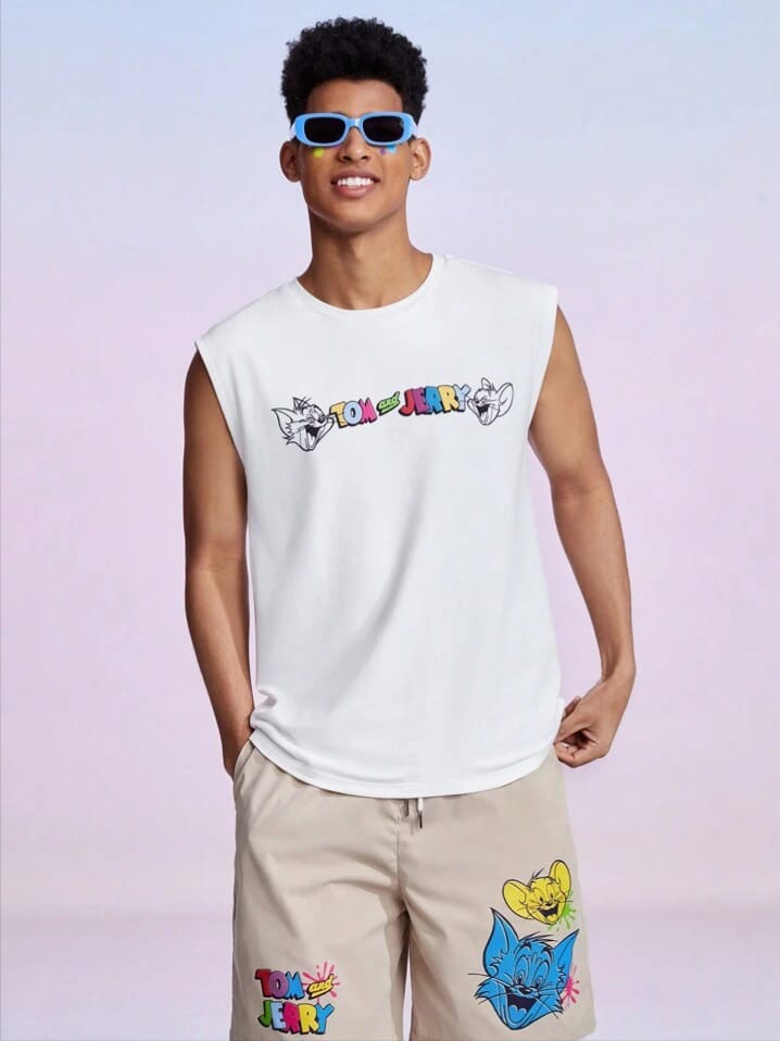 Bonga Boys men's cartoon letter print tank top